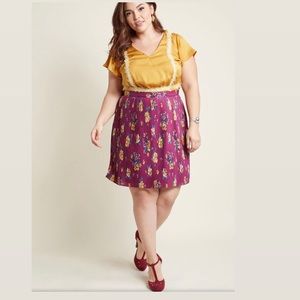 Modcloth Floral Skirt in Berry Pink